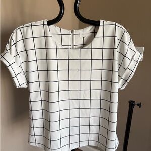MELLODAY Black and White Checkered Blouse